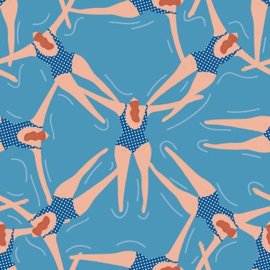 Havuzdaki yüzücüler pürüzsüz. Mayolu yaz vektörleri. Sağlıklı yaşam tarzı Hawai 'li turistler. Denizin en iyi manzaralı insanları. Erkekler ve kızlar için plaj ıslak partisi. Suda yüzücüler. 