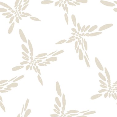 Bej rengi kelebek pürüzsüz iz. Güve deseni. Şirin vektör tasarımı. Retro stilize fayans. Sinek çizimi. Romantik kelebek devamlı mayo süsü. El çizimi güve izi.