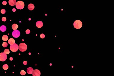 Kırmızı konfeti arka planı. Düşen gül ışıltısı. Davetiye, düğün, doğum günü, Noel kartı için grafiksel tasarım. Sevgililer Günü arkaplanı. Soyut parçacıklar patlar. Vektör şenlik konsepti. 