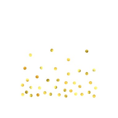 Yuvarlak altın konfetisi. Geçmişi kutlayın. Suluboya altın parıltılar ve noktalar. Makbuz arkaplanı. Lüks davetiye şablonu. Düşen altın konfetileri. Parıldayan arkaplan. 