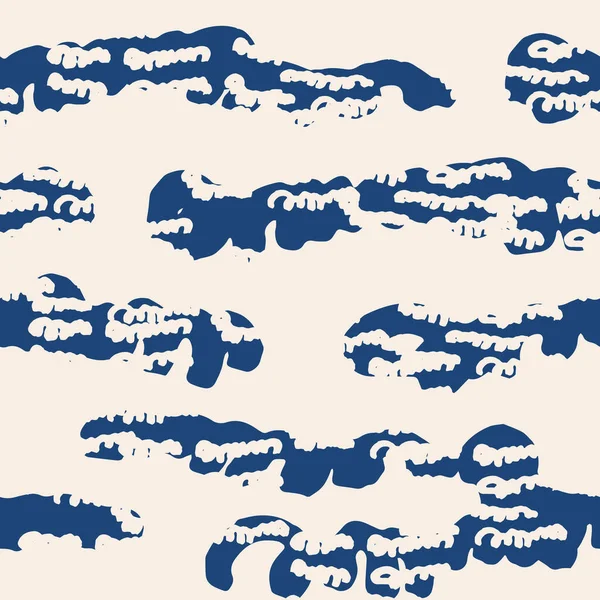 Streep Textuur Patroon Indigo Japanse Aquarel Naadloze Print Organische Shibori — Stockvector