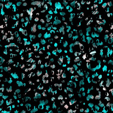 Leopar seamless suluboya modeli. Siyah mavi egzotik seamless modeli. Kamuflaj baskı. En az el yaz cheetah arka plan çekilmiş. Hayvan cilt allover mürekkep rapport.