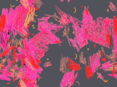 Modern Yazı Başlığı. Kırmızı Üzerine Şirin Büyük Olağandışı Geometrik Desen, Yatay Şablon İçin Pembe Arkaplan. Büyük Çağdaş Asgari Yazdırma. Tebeşir Yazı Başlığı.