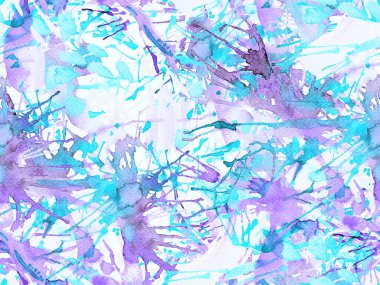 Püskürme izi yok. Mavi suluboya fırça darbesi grunge fayans. Suluboya boya boya tasarımı. Kademeli mürekkep lekeleri. Çamur tabakası. Sıvı damlayan fırça sonsuz iz.