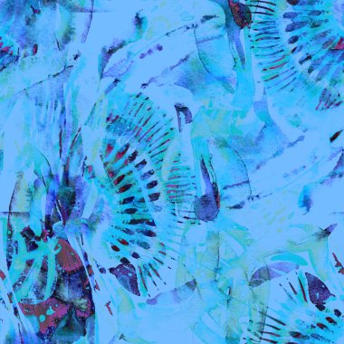 Suluboya egzotik, pürüzsüz desen. Kabile renginde boya fırçası izi. Doğu suluboya bandanası. Pachwork dokusu. Çiçekli Coachella pürüzsüz desen. Sıkıntılı soyut sanat eserleri.