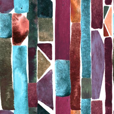 Bauhaus deseni. Yeşil geometrik, soyut, dikişsiz, sulu boya. Suluboya çizgili arka plan. Kaleydoskop çizgileri. Çağdaş sanat illüstrasyonu. Bauhaus grafik tasarımı. Moda dokusu