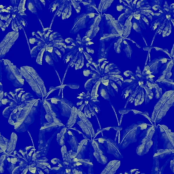 Σχέδιο Φοινικόδεντρου Εξωτικό Μοτίβο Χωρίς Ραφή Τροπικά Φύλλα Αλόχα Αποτύπωμα — Φωτογραφία Αρχείου