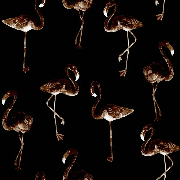 Flamingo deseni. Tropik yaz suluboya baskısı. Kuşlarla dolu egzotik bahar tekstil arka planı. Moda Hawai Ormanı tekrar eden pürüzsüz fayanslar. Modaya uygun botanik mayo tasarımı. Miami Vahşi Hayatı.