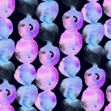 Tatlı geometrik suluboya deseni. Islak sıvı fırça boya motifi. Soyut küre şablon tasarımı. Suluboya, en az mayolu halka şeklinde. Moda, basit bir süs. Modern spot arkaplanı.