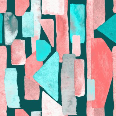 Bauhaus deseni. Pembe kırmızı geometrik, soyut, dikişsiz, sulu boya. Suluboya çizgili arka plan. Kaleydoskop çizgileri. Çağdaş sanat illüstrasyonu. Bauhaus grafik tasarımı. Moda dokusu