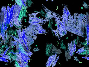 Yaratıcı Boya Başlığı. Mavi 'de Sevimli Büyük Olağandışı Geometrik Desen Yatay Şablon için İndigo Arkaplanı. Büyük Modern Asgari Baskı. Soyut Boya Başlığı.