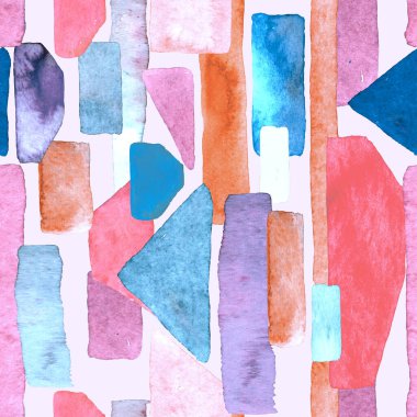 Bauhaus deseni. Pembe kırmızı geometrik, soyut, dikişsiz, sulu boya. Suluboya çizgili arka plan. Kaleydoskop çizgileri. Çağdaş sanat illüstrasyonu. Bauhaus grafik tasarımı. Moda dokusu