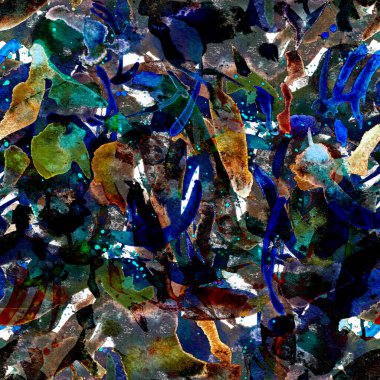 Suluboya egzotik, pürüzsüz desen. Kabile renginde boya fırçası izi. Soyut sıçrama, suluboya tasarımı. Pachwork dokusu. Çiçekli Coachella pürüzsüz desen. Sıkıntılı soyut uyum.