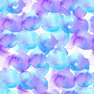 Tatlı geometrik suluboya deseni. Islak sıvı fırça boya arka planı. Soyut şablon kusursuz tasarım. Suluboya çok az mayo dairesi izi. Moda, basit bir süs. Modern spot arkaplanı.