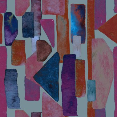 Bauhaus deseni. Çivit mavisi geometrik suluboya, soyut, dikişsiz iz. Suluboya çizgili arka plan. Kaleydoskop çizgileri. Çağdaş sanat illüstrasyonu. Bauhaus grafik tasarımı. Moda dokusu