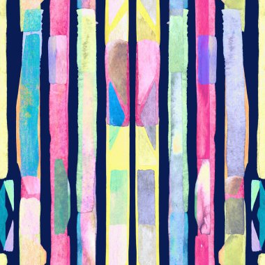 Bauhaus deseni. Çok renkli geometrik suluboya, soyut, dikişsiz baskı. Suluboya çizgili arka plan. Kaleydoskop çizgileri. Çağdaş sanat illüstrasyonu. Bauhaus grafik tasarımı. Moda dokusu