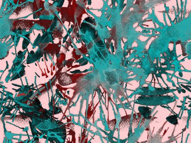 Tehlike izi yok. Mavi suluboya fırça darbesi grunge fayans. Suluboya boya boya tasarımı. Kademeli mürekkep lekeleri. Toprak sıçrama deseni. Sıvı damlayan fırça sonsuz iz. 