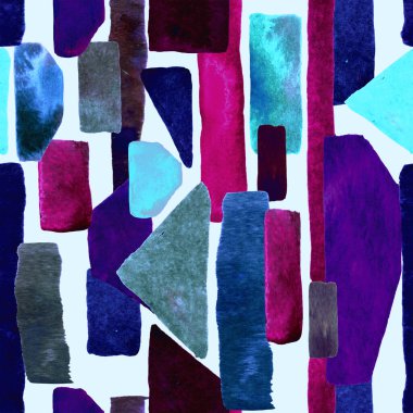 Bauhaus deseni. Çivit mavisi geometrik suluboya, soyut, dikişsiz iz. Suluboya çizgili arka plan. Kaleydoskop çizgileri. Çağdaş sanat illüstrasyonu. Bauhaus grafik tasarımı. Moda dokusu