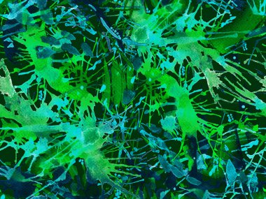 Sıvı, pürüzsüz desen. Mavi suluboya fırça darbesi grunge fayans. Suluboya kaotik sıçrama boya tasarımı. Kademeli mürekkep lekeleri. Toprak sıçrama deseni. Sıvı damlayan fırça sonsuz iz.