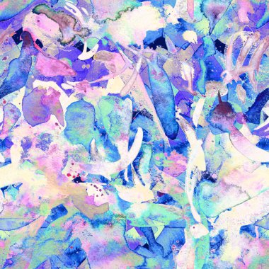 Suluboya etnik, pürüzsüz desen. Kabile renginde boya fırçası izi. Soyut sıçrama, suluboya tasarımı. Pachwork dokusu. Çiçekli Coachella pürüzsüz desen. Sıkıntılı soyut uyum.