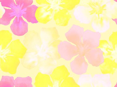 Hawaii suluboya deseni. Sarı turuncu tropikal desensiz çiçek deseni. Hibiscus ve zakkum Hawaii 'de. Aloha mayo tasarımı. Egzotik buket moda illüstrasyonu. Suluboya yatay fayans.