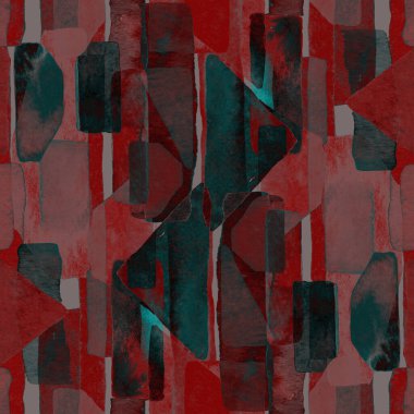 Bauhaus deseni. Pembe kırmızı geometrik, soyut, dikişsiz, sulu boya. Suluboya çizgili arka plan. Kaleydoskop çizgileri. Çağdaş sanat illüstrasyonu. Bauhaus grafik tasarımı. Moda dokusu