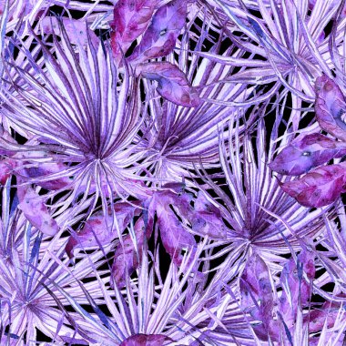 Tropikal desen. Suluboya egzotik çiçekler ve canavar yaprakları. Kusursuz desenli beyaz yeşil bitkiler. Yaz Hawaii suluboya geçmişi. Tropik palmiyeler, canavarlar, çiçek desenleri..