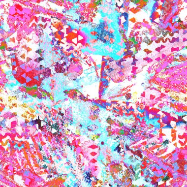 Üçgen desen. Pembe ve mavi geometri arka planı. Yarım ton hister dokusu. Geometrik grafik tasarım. El çizimi mürekkep izi. Asgari üçgen kusursuz desen. Yazdırma baskısı.