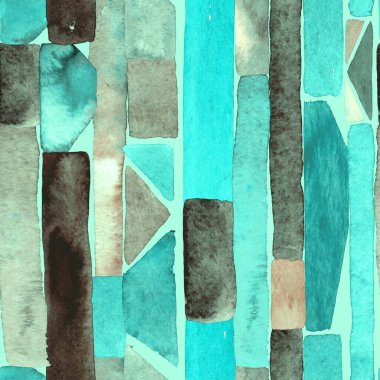 Bauhaus deseni. Yeşil geometrik, soyut, dikişsiz, sulu boya. Suluboya çizgili arka plan. Kaleydoskop çizgileri. Çağdaş sanat illüstrasyonu. Bauhaus grafik tasarımı. Moda dokusu