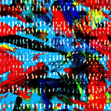 Soyut çizgiler, noktalar ve fırça darbeleriyle sulu boya deseni. Mayo geometrik baskısı. El yapımı ilkel elementlere sahip sonsuz etnik fayanslar. Akrilik çizgiler arkaplan.