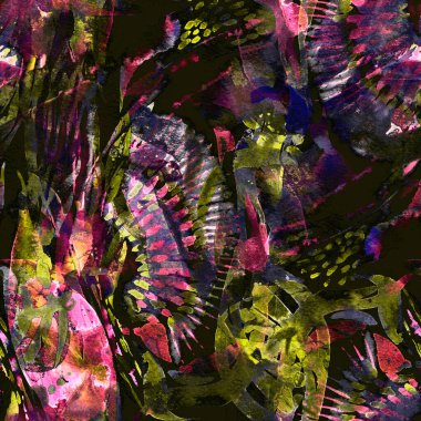 Suluboya etnik, pürüzsüz desen. Renkli bir arka plan. Doğuya özgü suluboya tasarımı. Mayo dokusu. Çiçekli Coachella pürüzsüz desen. Sıkıntılı soyut uyum.