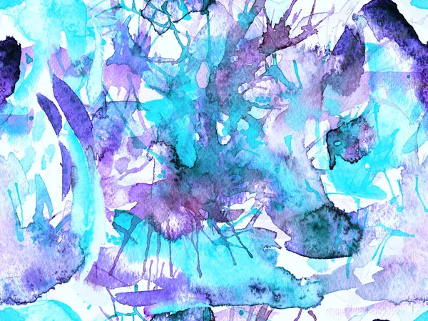 Šplouchající Bezešvé Vzory Modrá Akvarel Tah Štětcem Grunge Design Akvarel — Stock fotografie