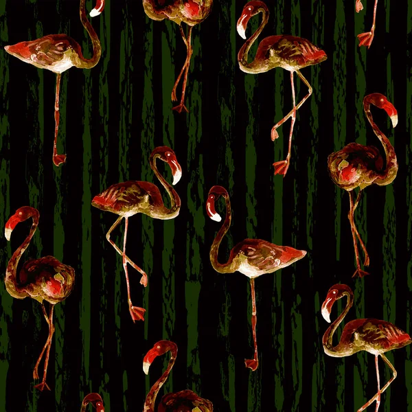 Flamingo Patroon Tropische Zomer Blauwe Rode Print Exotische Lente Textiel — Stockfoto