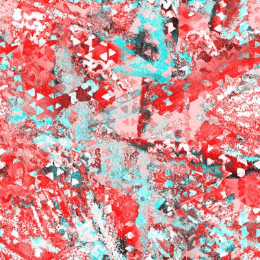 Üçgen desen. Pembe ve mavi geometri arka planı. Yarım ton hister dokusu. Geometrik grafik tasarım. El çizimi mürekkep izi. Asgari üçgen kusursuz desen. Yazdırma baskısı.