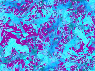 Püskürme izi yok. Mavi suluboya fırça darbesi grunge tasarımı. Suluboya soyut sıçrama boyası tasarımı. Elle çizilmiş mürekkep lekeleri. Toprak sıçrama deseni. Sıvı damlayan fırça sonsuz iz. 