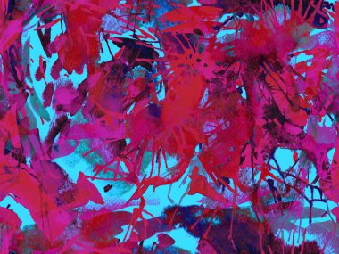 Sıvı, pürüzsüz desen. Kırmızı suluboya fırça darbesi grunge tasarımı. Suluboya soyut sıçrama boyası tasarımı. Kademeli mürekkep lekeleri. Çamur tabakası. Sıvı damlayan fırça sonsuz iz.