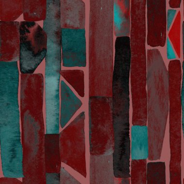 Bauhaus deseni. Pembe kırmızı geometrik, soyut, dikişsiz, sulu boya. Suluboya çizgili arka plan. Kaleydoskop çizgileri. Çağdaş sanat illüstrasyonu. Bauhaus grafik tasarımı. Moda dokusu