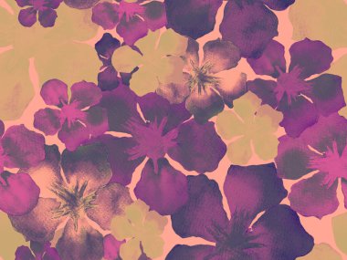 Hawaii suluboya deseni. Pembe kırmızı tropikal desensiz çiçek deseni. Hibiscus ve zakkum Hawaii 'de. Aloha mayo tasarımı. Egzotik buket moda illüstrasyonu. Suluboya yatay fayans.