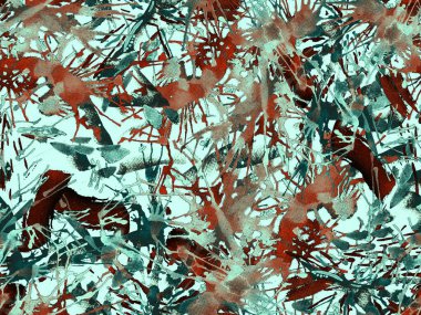 Püskürme izi yok. Yeşil suluboya fırça darbesi grunge tasarımı. Suluboya kaotik sıçrama boya tasarımı. Kademeli mürekkep lekeleri. Çamur tabakası. Sıvı damlayan fırça sonsuz iz.