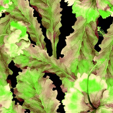 Green Turquoise Exotic pattern. Watercolor tropic leaves. Palm and Hibiscus plants in seamless pattern. Summer hawaiian watercolor background. Tropical palms, monsteras, hibiscus flowers print.