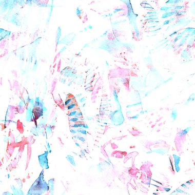 Suluboya tropikal, pürüzsüz desen. Renkli bir arka plan. Soyut geometrik suluboya tasarımı. Pachwork dokusu. Çiçekli Coachella pürüzsüz desen. Sıkıntılı soyut karışık sanat eserleri.