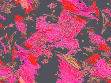 Yaratıcı Boya Başlığı. Kırmızı Üzerine Şirin Büyük Modern Geometrik Desenli, Yatay Şablon İçin Pembe Arkaplan. Büyük Moda Asgari Baskı. Soyut Boya Başlığı.