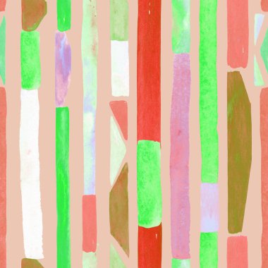 Bauhaus deseni. Çok renkli geometrik suluboya, soyut, dikişsiz baskı. Suluboya çizgili arka plan. Kaleydoskop çizgileri. Çağdaş sanat illüstrasyonu. Bauhaus grafik tasarımı. Moda dokusu