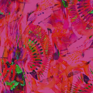 Suluboya egzotik, pürüzsüz desen. Renkli bir arka plan. Soyut geometrik suluboya tasarımı. Pachwork dokusu. Çiçekli Coachella pürüzsüz desen. Sıkıntılı soyut uyum.