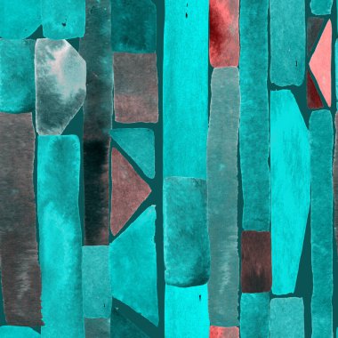 Bauhaus deseni. Yeşil geometrik, soyut, dikişsiz, sulu boya. Suluboya çizgili arka plan. Kaleydoskop çizgileri. Çağdaş sanat illüstrasyonu. Bauhaus grafik tasarımı. Moda dokusu