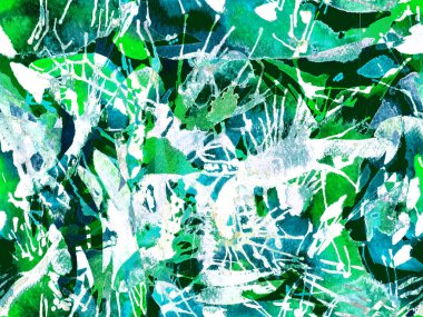 Liquid seamless pattern. Blue watercolor brush stroke grunge tile. Watercolour ikat splash paint design. Hand drawn ink blots. Dirt splat pattern. Liquid drip brush endless print.