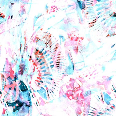 Suluboya tropikal, pürüzsüz desen. Kabile renginde boya fırçası izi. Doğuya özgü suluboya tasarımı. Mayo dokusu. Çiçekli Coachella pürüzsüz desen. Sıkıntılı soyut uyum.