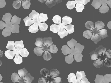 Hawaii suluboya deseni. Siyah ve beyaz tropikal desensiz çiçek deseni. Hibiscus ve zakkum Hawaii 'de. Aloha mayo tasarımı. Egzotik buket moda illüstrasyonu. Suluboya yatay fayans.