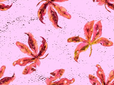 Kırmızı pembe egzotik desen. Canavar yaprakları ve amber çiçekleri yaz baskısı. Doymuş büyük çiçekli mayo izi. Yatay romantik vahşi vektör egzotik fayans. Aşırı doğal botanik tasarımı.