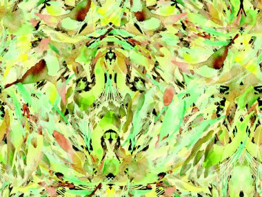 Boho kaleydoskop soyut, kusursuz desen. Yeşil mavi etnik doku. Suluboya bohem Fas baskısı. Mayo, suluboya, soyut kravat, iç döşeme. Fırça darbesi arka plan